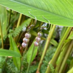 Bông Tai Móc Bạc 3 Hạt Ngọc Trai Nước Ngọt Tự Nhiên 7-8mm MADAME HIEN PEARLS BTT029