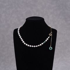 Vòng Cổ Dây Chuyền Phối Ngọc Bích Khoá Tua Rua Dài Đính Đồng Tiền Cẩm Thạch Hotan Jade Sang Trọng MADAME HIEN PEARLS Cho Nữ CT069