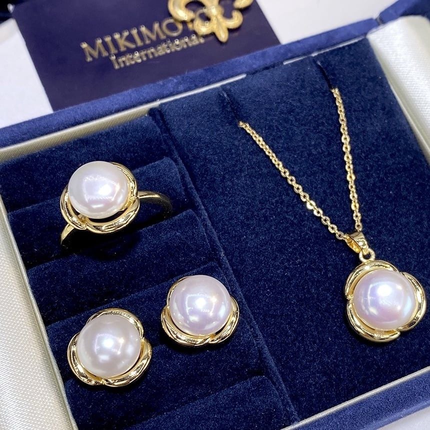 Bộ Set Ngọc Trai Dây chuyền + Nhẫn + Bông Tai Dáng Hoa 3 Cánh đáng yêu SPS021