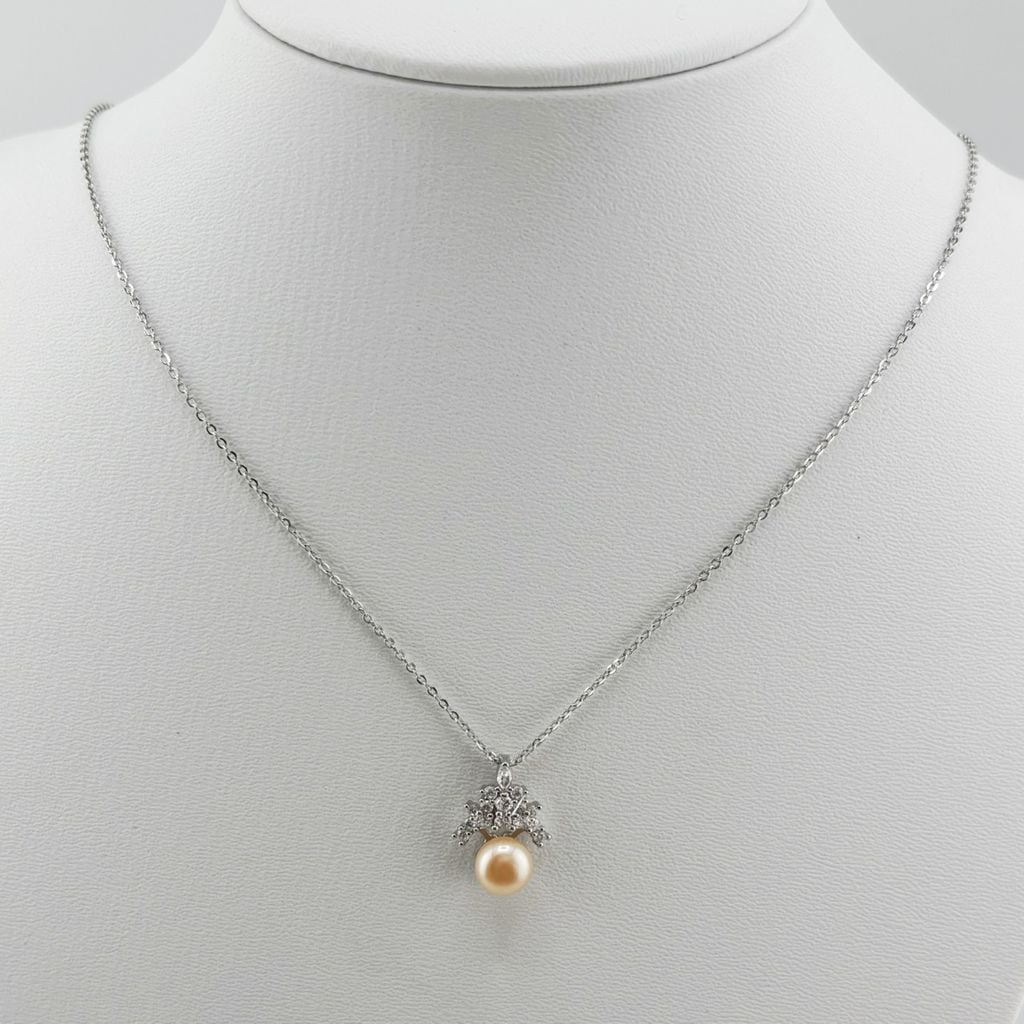 Bộ Set Ngọc Trai Dây chuyền + Nhẫn + Bông Tai Dáng Vương Miện cho nữ SPS044T