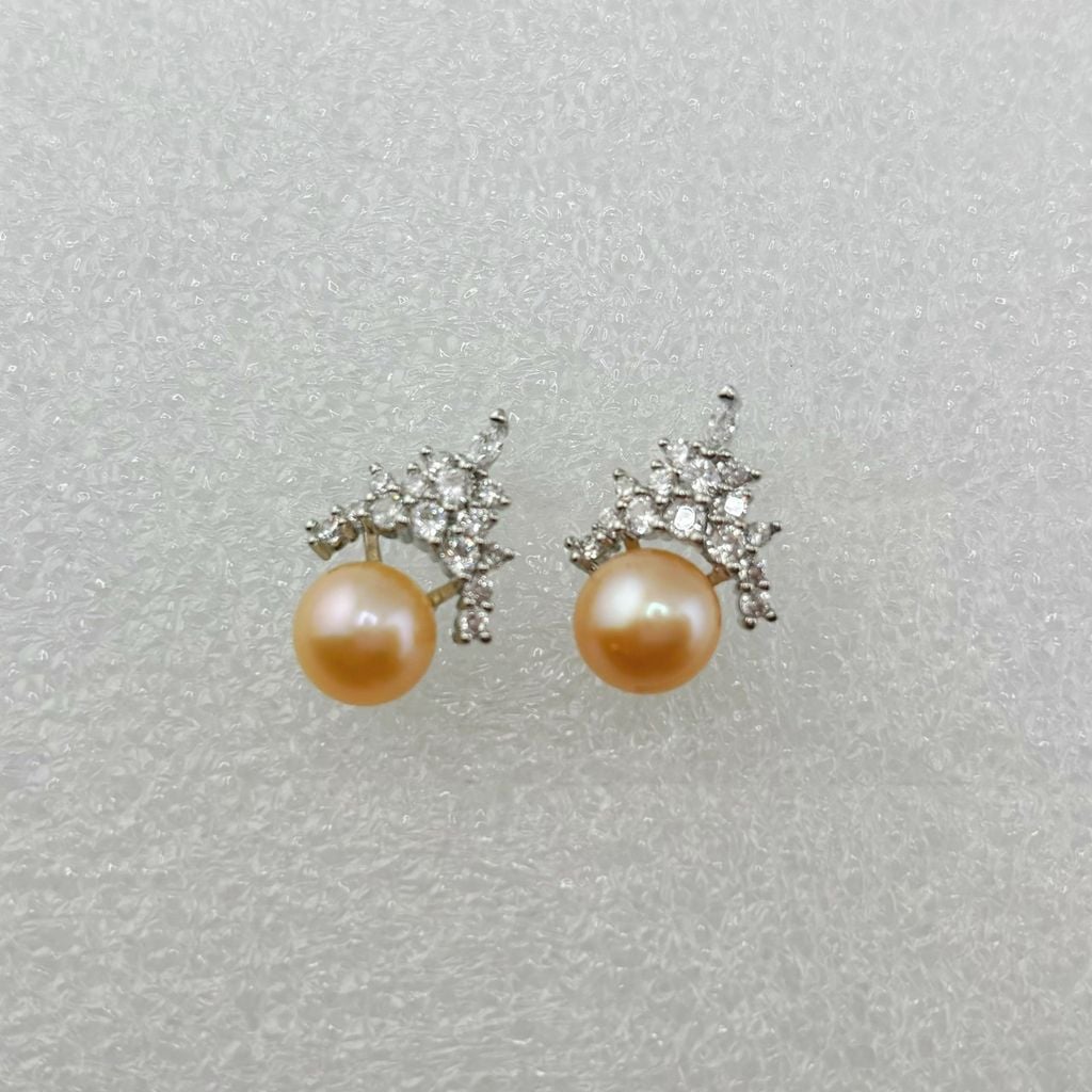 Bộ Set Ngọc Trai Dây chuyền + Nhẫn + Bông Tai Dáng Vương Miện cho nữ SPS044T