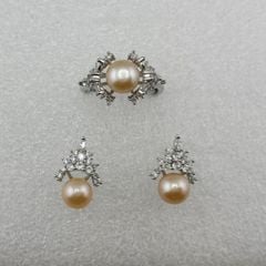 Bộ Set Ngọc Trai Dây chuyền + Nhẫn + Bông Tai Dáng Vương Miện cho nữ SPS044T