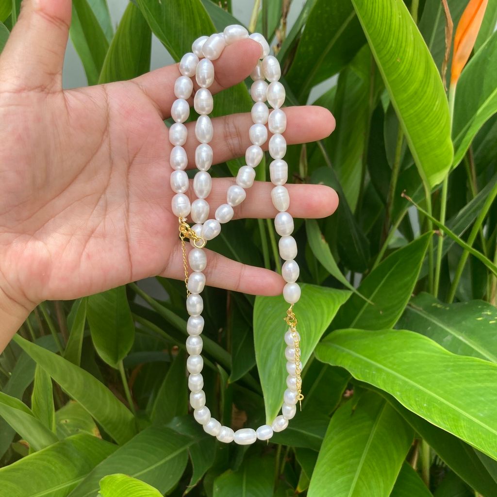 Bộ Set Ngọc Trai  Hạt Xoài Trắng 9-10mm (dây cổ, vòng tay, bông tai) SPS011TR
