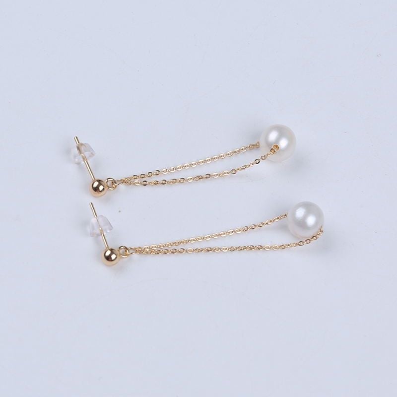 Bông Tai Bạc 925 Dáng Dài Tua Rua 1 Hạt Ngọc Trai Tròn 6-8mm Nữ Tính MADAME HIEN PEARLS Cho Nữ BTT045