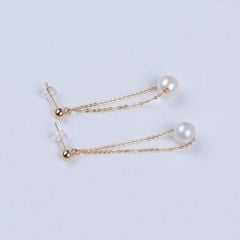 Bông Tai Bạc 925 Dáng Dài Tua Rua 1 Hạt Ngọc Trai Tròn 6-8mm Nữ Tính MADAME HIEN PEARLS Cho Nữ BTT045