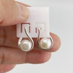 Bông Tai Bạc s925 Mạ Vàng Ý Đính Ngọc Trai 7-8mm Thời Trang Nữ BMVBTN002