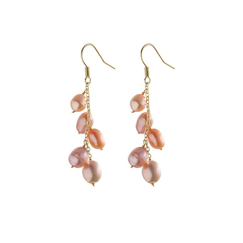 Khuyên Tai Chuỗi 5 Hạt Nho Đính Hạt Ngọc Trai Giọt Nước Madame Hien Pearls BTG027