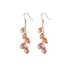 Khuyên Tai Chuỗi 5 Hạt Nho Đính Hạt Ngọc Trai Giọt Nước Madame Hien Pearls BTG027