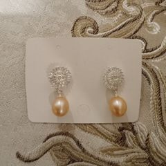 Bông Tai Ngọc Trai Giọt Nước Vòng Đá Hoa Tròn MADAME HIEN PEARLS Bạc Ta BTG006