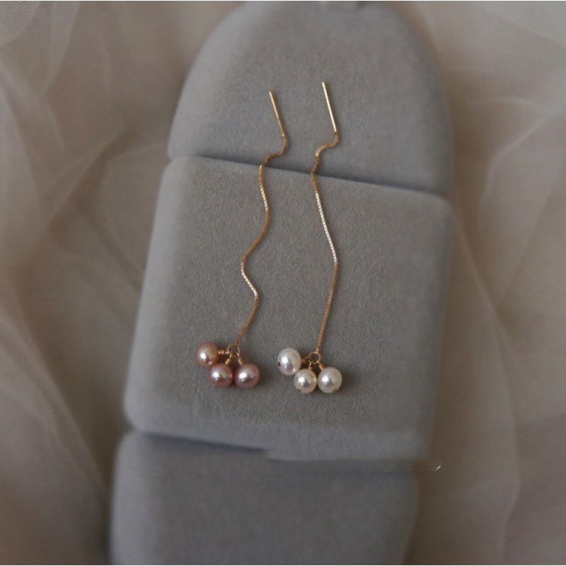 Bông Tai Ngọc Trai Nước Ngọt Tự Nhiên Hạt Nhỏ, Bông Tai Dài Thanh Lịch MADAME HIEN PEARLS BTT030