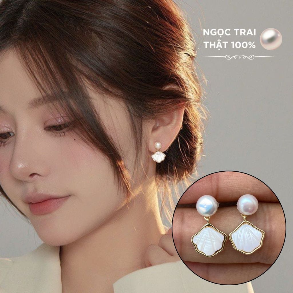 Bông Tai Ngọc Trai Nước Ngọt Sò Biển MADAME HIEN PEARLS Tươi Mới Cho Nữ BTN001