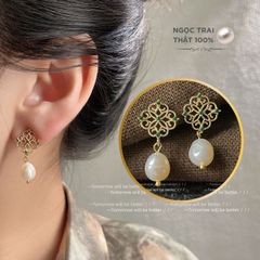 Bông Tai Vintage Emperor Đính Ngọc Trai Nuôi Tự Nhiên Sang Trọng Cổ Điển BTG010