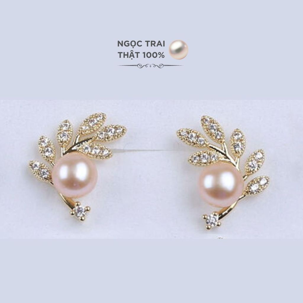 Bông Tai Ngọc Trai Tự Nhiên 6-7mm Thời Trang Zircon Dáng Lá Liễu MADAME HIEN PEARLS Cho Nữ BTN002