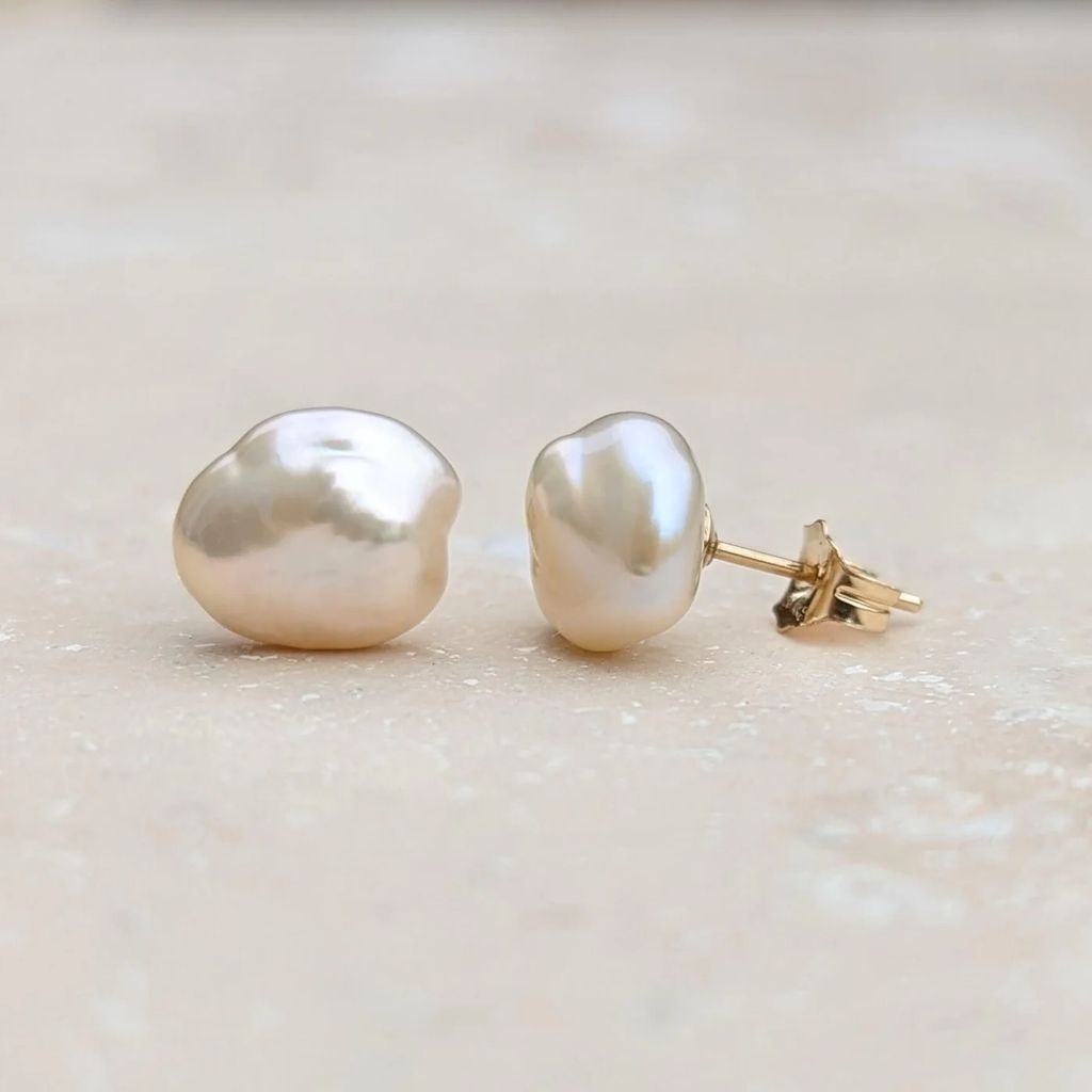 Bông Tai Mạ Bạc 925 Đính Ngọc Trai Keshi Tự Nhiên MADAME HIEN PEARLS phong cách Baroque Đơn Giản BTB009