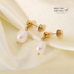 Bông Tai Bọc Vàng Thật 14K Baroque Không Đều MADAME HIEN PEARLS Ngọc Trai Nước Ngọt Tự Nhiên BTB001
