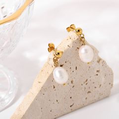 Bông Tai Bọc Vàng Thật 14K Baroque Không Đều MADAME HIEN PEARLS Ngọc Trai Nước Ngọt Tự Nhiên BTB001