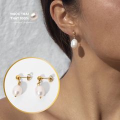 Bông Tai Bọc Vàng Thật 14K Baroque Không Đều MADAME HIEN PEARLS Ngọc Trai Nước Ngọt Tự Nhiên BTB001