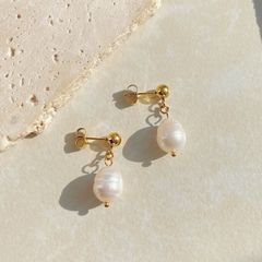 Bông Tai Bọc Vàng Thật 14K Baroque Không Đều MADAME HIEN PEARLS Ngọc Trai Nước Ngọt Tự Nhiên BTB001