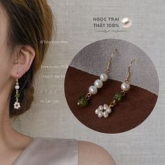 Bông Tai Mạ Bạc 925 MADAME HIEN PEARLS Đính Ngọc Trai phong cách cổ điển Châu Âu BTT004