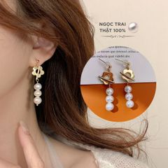 Bông Tai Bạc 925 Mạ Hình Cánh Hoa MADAME HIEN PEARLS Đính Ngọc Trai Thời Trang BTT025