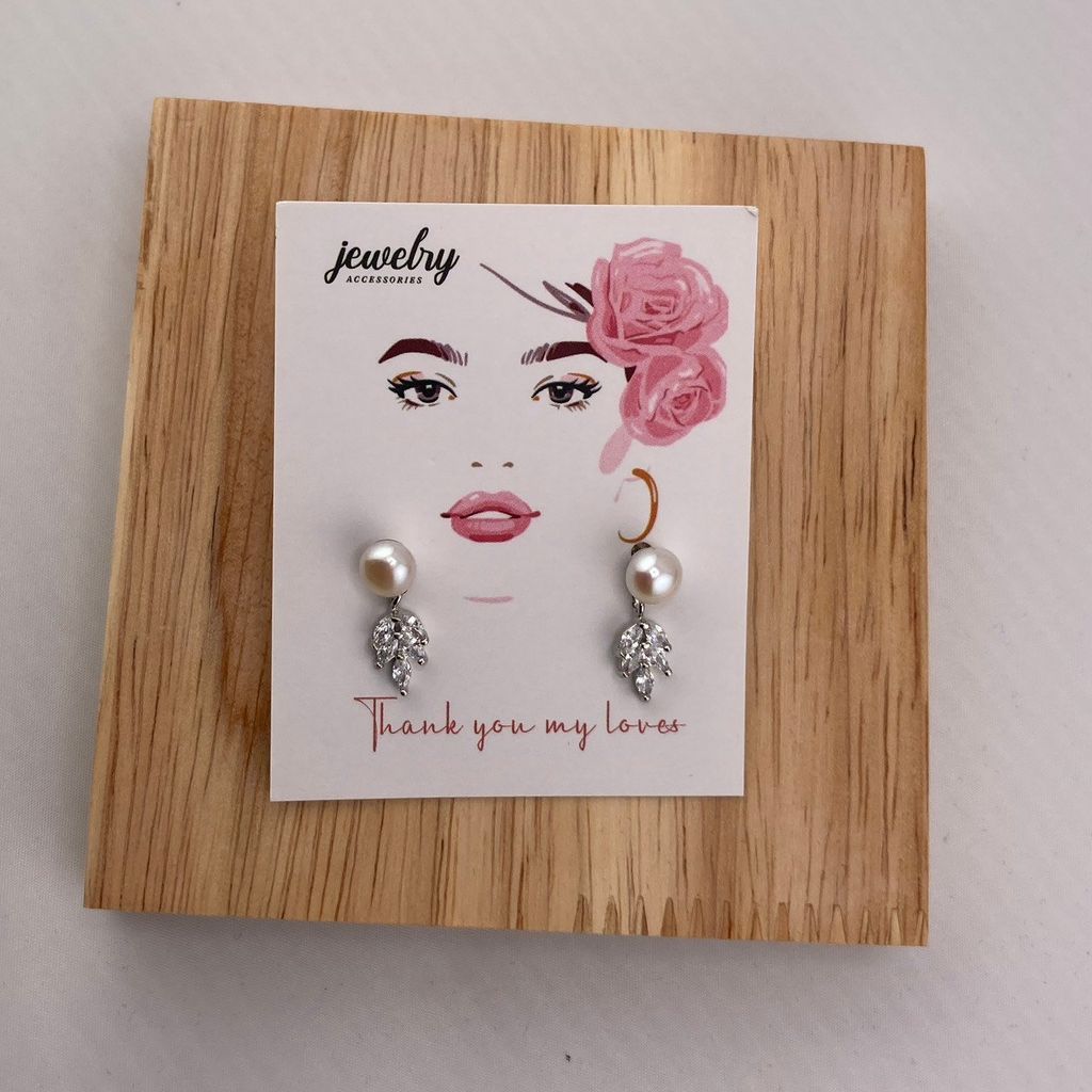 Bông Tai Ngọc Trai Tự Nhiên Lá Liễu Đính Đá Thời Trang MADAME HIEN PEARLS