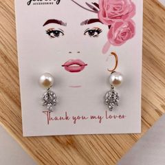 Bông Tai Ngọc Trai Tự Nhiên Lá Liễu Đính Đá Thời Trang MADAME HIEN PEARLS BTN004