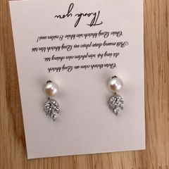 Bông Tai Ngọc Trai Tự Nhiên Lá Liễu Đính Đá Thời Trang MADAME HIEN PEARLS BTN004