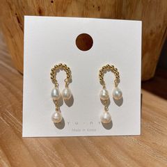 Bông Tai MADAME HIEN PEARLS Bạc 925 Mạ Dáng Dài Đính Ngọc Trai Tua Rua Thời Trang BTG021