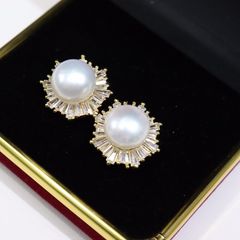 Bông Tai Ngọc Trai Đen Huyền Bí Hoa Hướng Dương Pha Lê Thời Trang MADAME HIEN PEARLS Cho Nữ BTN040