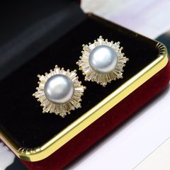 Bông Tai Ngọc Trai Đen Huyền Bí Hoa Hướng Dương Pha Lê Thời Trang MADAME HIEN PEARLS Cho Nữ BTN040