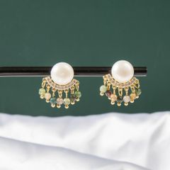 Bông Tai Ngọc Trai Tự Nhiên Tourmaline Đá Tự Nhiên s925 Bông Tai Kim Bạc MADAME HIEN PEARLS Phong Cách Du Mục Bohemian Cho Nữ BTN057