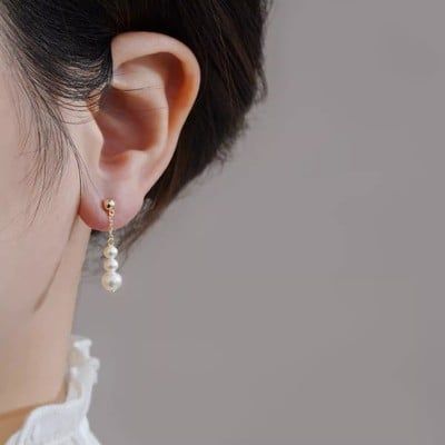 Bông Tai Tua Rua 3 Hạt Ngọc Trai Tự Nhiên MADAME HIEN PEARLS Nữ Tính