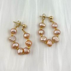 Bông Tai Vòng tròn Bạc 925 Mạ Đính Ngọc Trai Xinh Xắn MADAME HIEN PEARLS Thời Trang Nữ Tính BTB008