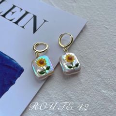 Bông Tai Ngọc Trai Baroque Tự Nhiên Khắc Hoạ Hoa Hướng Dương Tranh Sơn Dầu MADAME HIEN PEARLS Đáng Yêu Cho Nữ BTB113