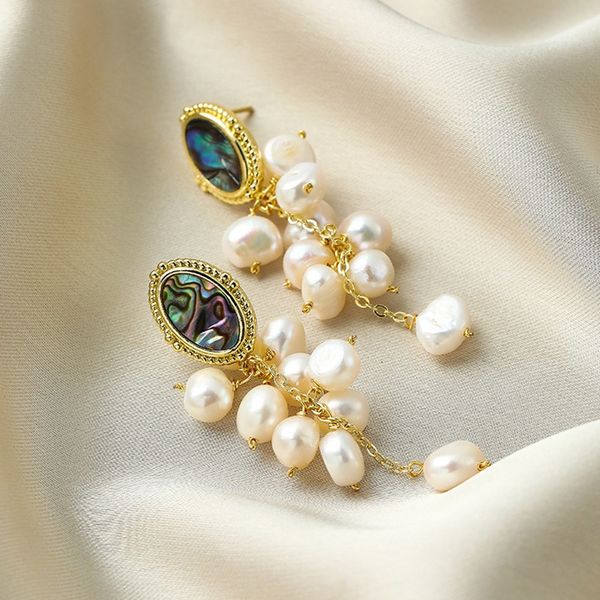 Bông Tai Ngọc Trai Baroque Tự Nhiên Tua Rua Dài Cổ Điển MADAME HIEN PEARLS Sang Trọng Cho Nữ BTB114