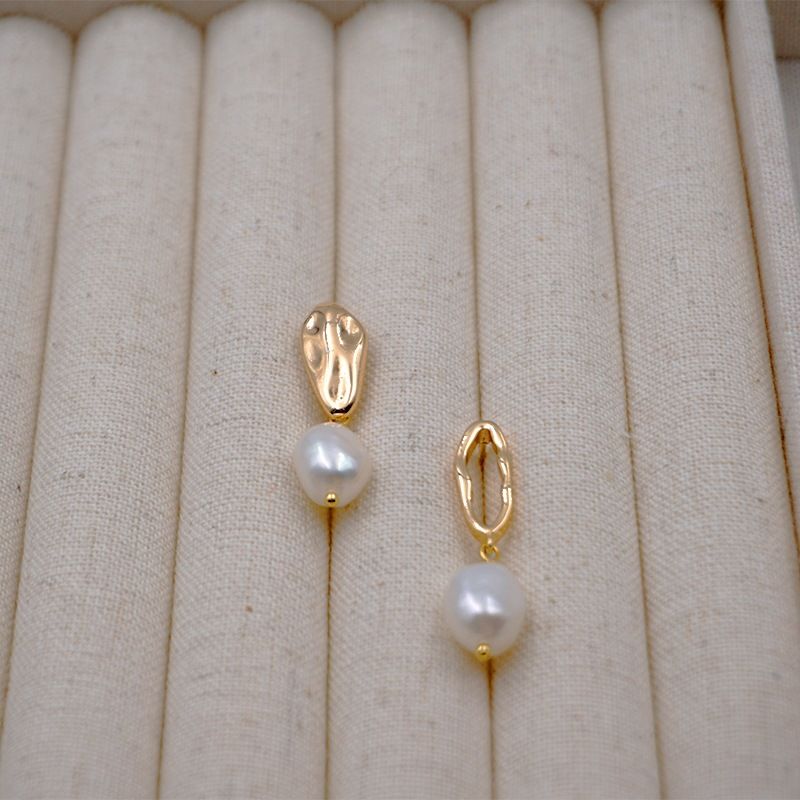 Bông Tai Ngọc Trai 1 hạt Baroque Người Ngoài Hành Tinh Alien BTB013