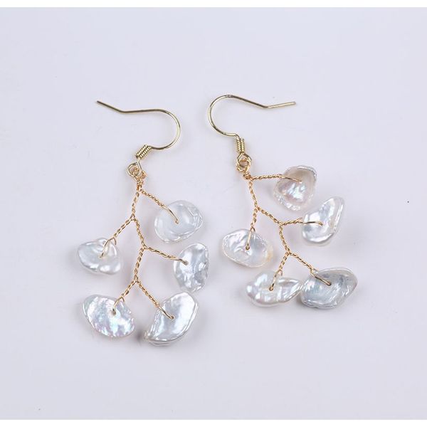 Bông Tai Ngọc Trai Keshi Tự Nhiên Dáng Nhánh Cây Chính Hãng Madame Hien Pearls BTB020