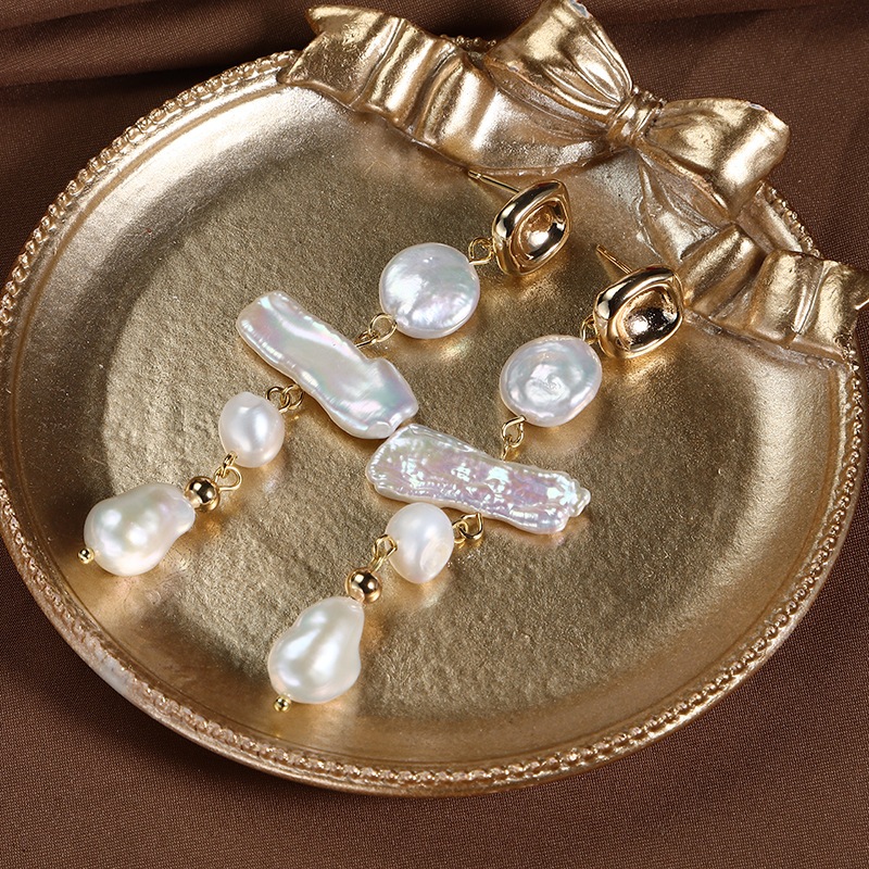 Designer Jewelry Bông Tai Thiết Kế Bông Tai Tua Rua Phối Nhiều Loại Ngọc Trai Dị Baroque Tự Nhiên MADAME HIEN PEARLS BTB026B