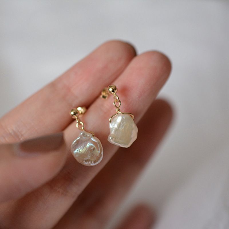 Bông Tai Ngọc Trai Keshi Tự Nhiên Lủng Lẳng Dành Cho Nữ MADAME HIEN PEARLS Cho Nữ BTB031