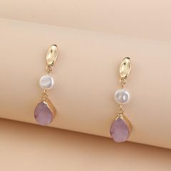 Bông Tai Ngọc Trai Tua Rua Mặt Hình Học Hồng Kim Đáng Yêu MADAME HIEN PEARLS BTB054A