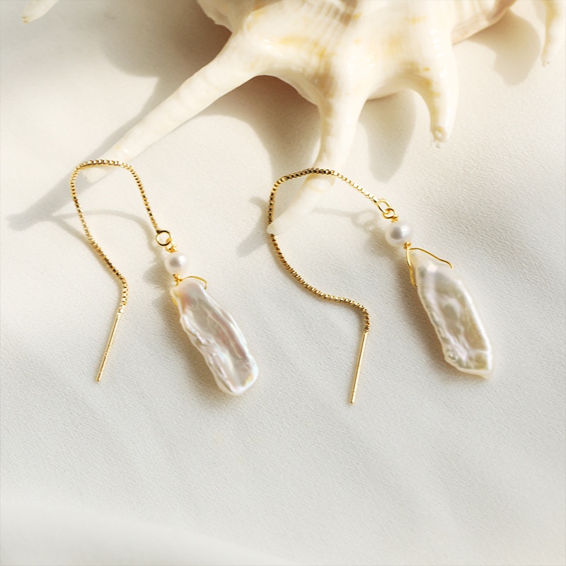 Bông Tai Ngọc Trai Dạng Que Tua Rua Tối Giản MADAME HIEN PEARLS Sang Trọng BTB055