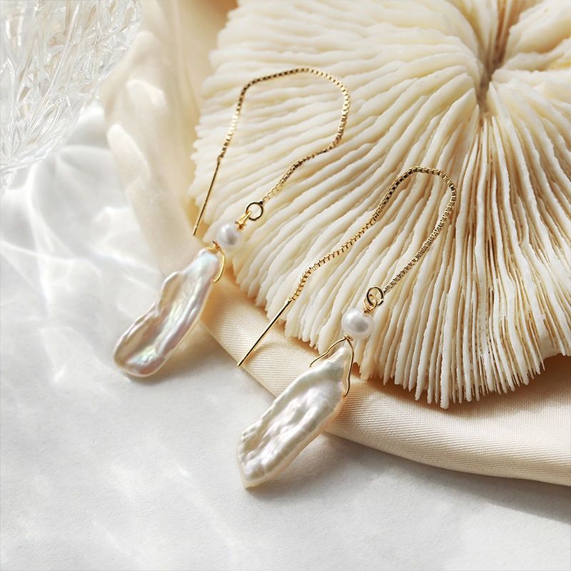 Bông Tai Ngọc Trai Dạng Que Tua Rua Tối Giản MADAME HIEN PEARLS Sang Trọng BTB055