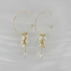 Bông tai Ngọc Trai Tua Rua Hạt Baroque Tự Nhiên Khuyên Tròn To MADAME HIEN PEARLS Nữ Tính Phong Cách Pháp BTB064