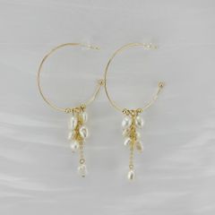 Bông tai Ngọc Trai Tua Rua Hạt Baroque Tự Nhiên Khuyên Tròn To MADAME HIEN PEARLS Nữ Tính Phong Cách Pháp BTB064