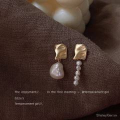 Bông tai Ngọc Trai Tua Rua Baroque Bất Đối Xứng MADAME HIEN PEARLS Thời Trang Nữ BTB076