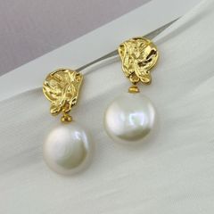 Bông tai Mặt Kim Sáng Tạo Tua Rua Hạt Ngọc Trai Dị Baroque MADAME HIEN PEARLS Thời Trang Cao Cấp BTB081
