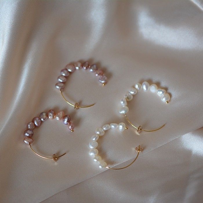 Bông Tai Ngọc Trai Tự Nhiên Baroque Hình Chữ C MADAME HIEN PEARLS Thời Trang Nữ BTB090