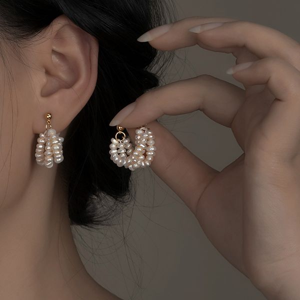 Bông Tai Ngọc Trai Baroque 3 Dây Võng Đung Đưa Kiêu Kỳ MADAME HIEN PEARLS Cho Nữ BTB095