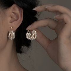 Bông Tai Ngọc Trai Baroque 3 Dây Võng Đung Đưa Kiêu Kỳ MADAME HIEN PEARLS Cho Nữ BTB095