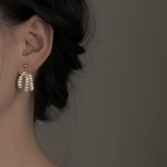 Bông Tai Ngọc Trai Baroque 3 Dây Võng Đung Đưa Kiêu Kỳ MADAME HIEN PEARLS Cho Nữ BTB095
